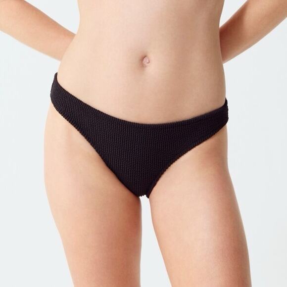 NWT J. Crew Textured Hipster Full-coverage Bikini Bottom Black Size 2X - Picture 1 of 8